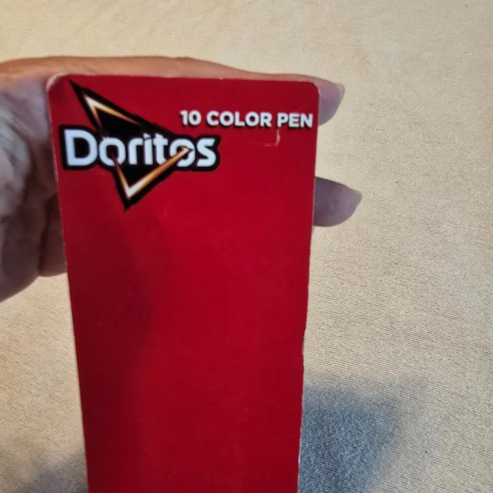 Doritos 10 Color Ball Point Pen NEW Chip on Top Nacho Cheese Flavored Great Gift